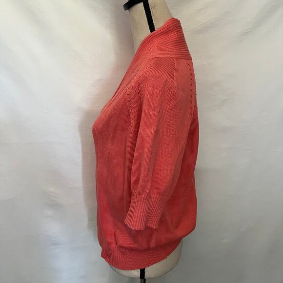 VINTAGE TALBOTSCotton Cardigan Womens Sweater Sz Large Orange Granny Core Open - Picture 6 of 11
